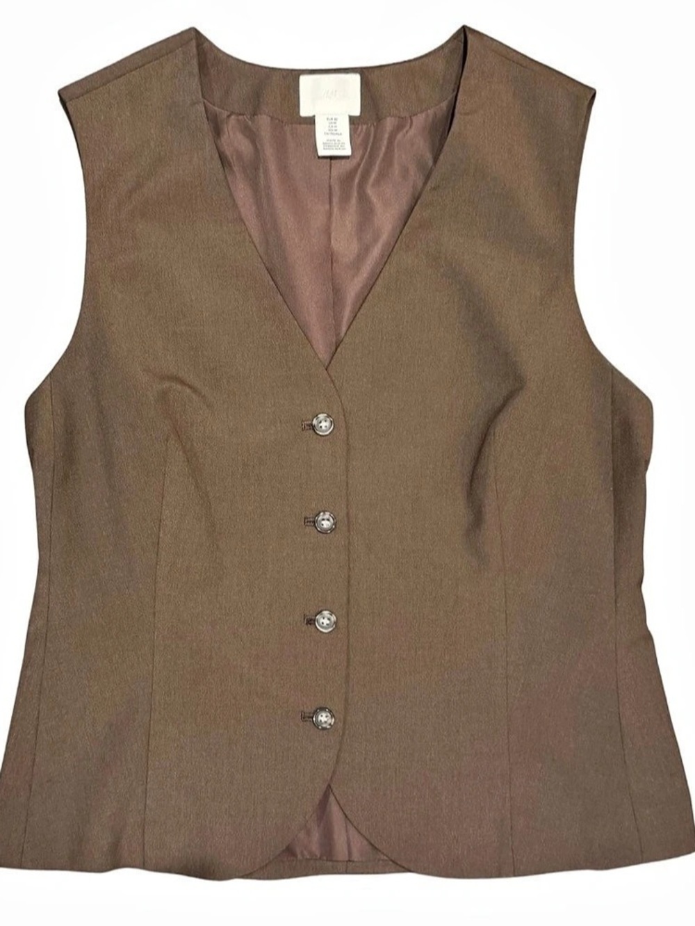 H&M Brown Tailored Vest Button-Front - Size Medium NWOT